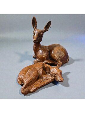 Vintage Red Mill Mfg. Co. Deer Family Figurine Set - Doe & Resting Fawn